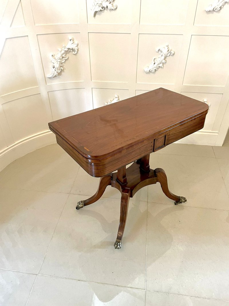 Quality Antique Regency Mahogany Inlaid Card/Side Table - Image 2